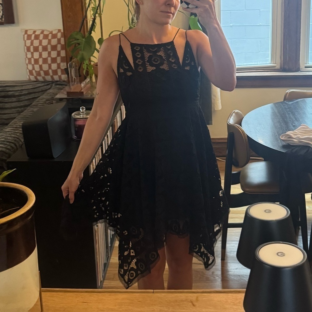 Free People Black Asymmetrical Sundress Cocktail